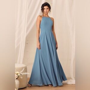Lulus Mythical Kind of Love Slate Blue Maxi Dress Size Small